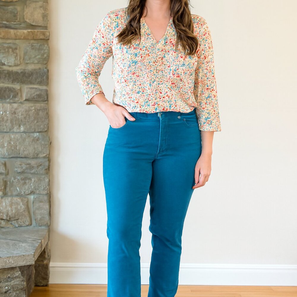 Chico's Corduroy Pants Women 2 Teal Straight Leg Stretch Travel Comfort *READ*